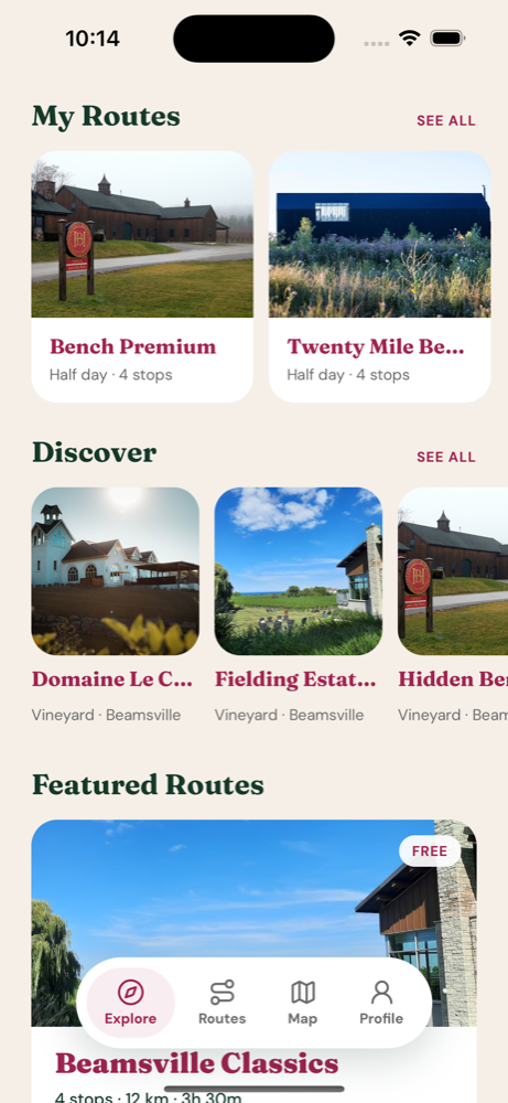 Siplo's Explore screen with curated route rails