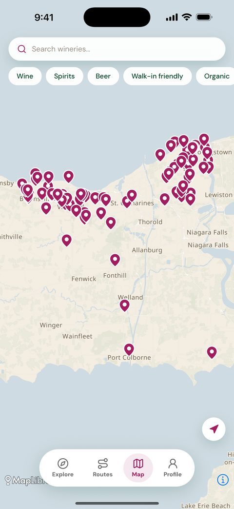 Siplo's warm map of Niagara cellar doors